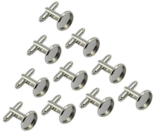 Tiuimk 10 Stück DIY Manschettenknöpfe (12 mm) – Weiß K – 12 mm – Kupfermaterial, Kristall