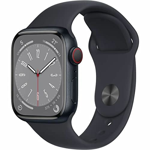 Apple Watch Series 8 (GPS + Cellulaire, 41mm) Boîtier en Aluminium Minuit avec Bracelet Sport Minuit, Régulier (Reconditionné)