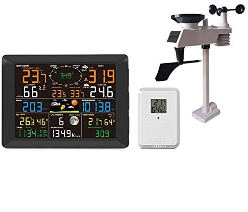 Estación meteorológica profesional, Estación meteorológica inalámbrica WiFi Internet profesional con sensor exterior calibre de lluvia Previsión del viento Fácil de configurar y leer datos