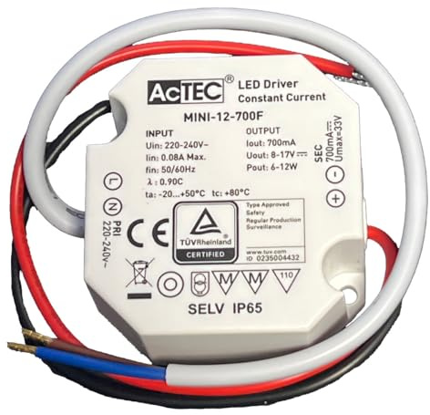A2ZWORLD Controlador LED, corriente constante, 12 W, 700 mA, 8-17 V, mini alimentador para tiras LED, IP65