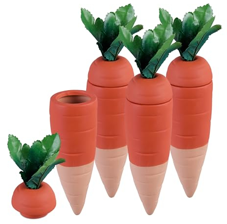 Relaxdays Picos de Riego Diseño de Zanahoria, Set de 4, 100 ml C/U, Autorriego, Plantas de Interior y Balcón, Multicolor
