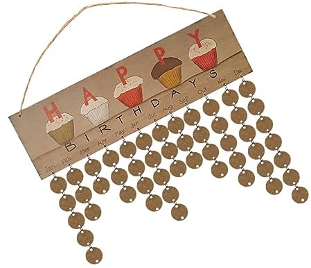 CAXUSD Holztafel Kalender Zum Aufhängen Diy-kalender Erinnerungstafel Geburtstagskalender Mit Eisenringen Und Hanfseil Für Wohnzimmer Dekoration