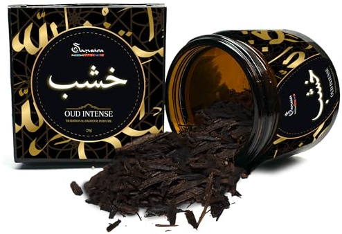 SAMSARA Bakhoor [20 gr] ULTRA HÅLLBARHET - Arabisk damparfym | Arabiska parfymer för herr, OUD-trä, doft för hår, kropp och plagg | Tillverkad i DUBAI (Jasmine Oud)