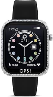 OPSOBJECTS Ops! Smartwatch Donna Brillantini Call Love Diamonds, chiamata, notifiche, sport, frequenza cardiaca, sleep monitor, compatibile IOS e android (NERO SILVER)