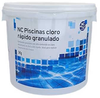 NC Cloro Rápido Granulado Piscina 5 kg | Disolución rápida, Estabilizante UV, Uso profesional, Fabricado en España