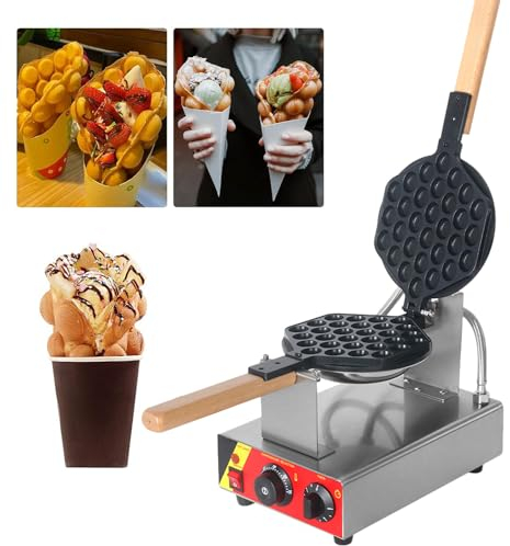 Naturalpowev Máquina Comercial para Hacer gofres con Burbujas, Plancha para Hacer Burbujas de Huevo con rotación de 180°, Panadero de Acero Inoxidable con Revestimiento de teflón Antiadherente