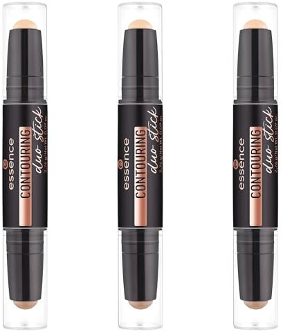 essence CONTOURING duo stick, Konturstift, Nr. 10, Braun, mattierend, definierend, sofortiges Ergebnis, matt, vegan, ölfrei, ohne Parfüm, ohne Alkohol, 3er Pack (3x2.76g)