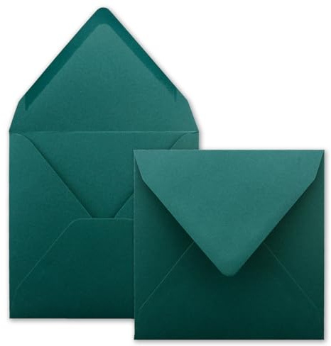 25x Quadratische Briefumschläge in Petrol (Blau) - 15,5 x 15,5 cm - ohne Fenster, mit Nassklebung - 110 g/m² - Für Einladungskarten zu Hochzeit, Geburtstag und mehr - Serie FarbenFroh