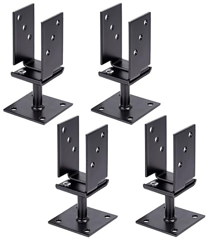 Alberts 825225 U-Pfostenträger - breitenverstellbar - Typ375 - schwarz - kunststoffbeschichtet | 4er Set