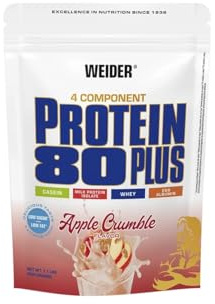 Weider Protein 80 Plus, 500g, Crumble de Manzana | Proteína en Polvo de 4 Componentes, 80% de Proteína, Batido Cremoso con Calcio y Vitamina B6