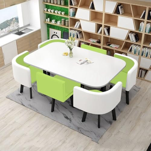 EpuzeR Skandinavischer Stil Esstisch mit 6 Stühlen Set, 90 * 150cm Esszimmertisch Konferenztisch Küchentisch Set, Weiche Sitzfläche(3)