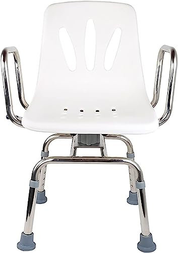 Silla de ducha giratoria para personas mayores con reposabrazos y respaldo para discapacitados, taburete de baño ajustable en altura hasta 150 kg, asiento de bañera para mayor seguridad y comodidad