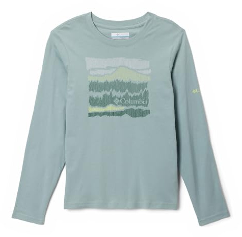 Columbia Youth Dobson Pass Long Sleeve Graphic Tee, Crushed Blue/Hillscape, X-Large