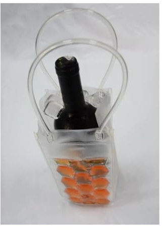 VNSMM Drinks Cooler Ice Wine Bag Wine Beer Champagne Bucket Beverage Bottle Cooler Transparent PVC Cooler Wine Cooler(Orange)
