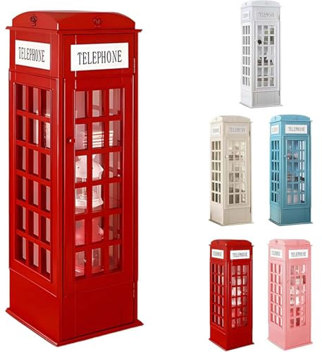SHAIRMB BüCherregal In Telefonzellenform, 5-StöCkiges BüCherregal Aus Holz, Eckvitrine Mit AcryltüR, WüRfelföRmiges Aufbewahrungsregal Aus Holz In Telefonzellenform,05
