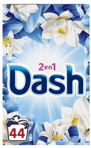 Dash 2en1, Lessive En Poudre, 44 Lavages, Parfum Air Frais et Fleurs Blanches, Avec Fraîcheur Lenor, Fabriquée En France