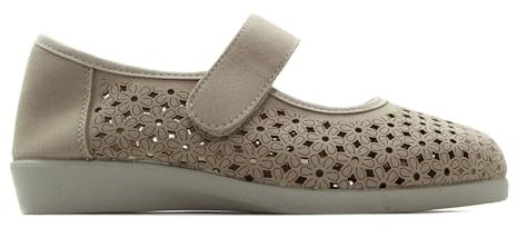 Doctor Cutillas - Bailarinas,cuña de 2.5cm,Tela,Cierre Adhesivo,Suela de Goma,mocasín,Mercedita,Rejilla,Calada para: Mujer Color: Platino Talla:37