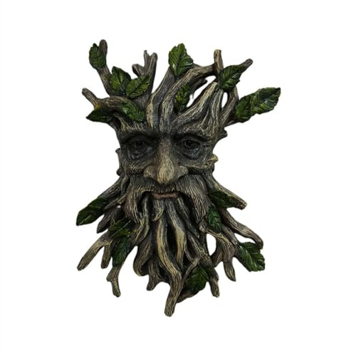 LZYWOD Grüner Mann Wandschild - Garten Wandkunst Outdoor Harz Baum Gesicht Dekoration für Zaun oder Hof - Mystische Garten Wand Ornament Braun