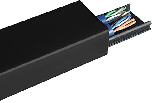 Cable Management Cord Hider Floor Strip, 150cm Metal Wire Cover for Indoor/Outdoor TV & Speaker Cables, Low Profile Power Cord nizer (Black, 35mm Width)