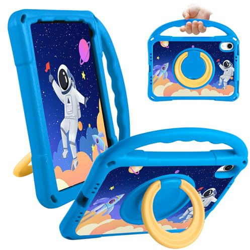 Kids Case for iPad mini 7 (A17 Pro) 2024 / iPad mini 6 2021,Rotating 360 Lightweight Shockproof Kids Cover with Handle Stand,Child Friendly Cover for iPad mini 6th/7th Gen 8.3 inch. (Blue-Astronaut)