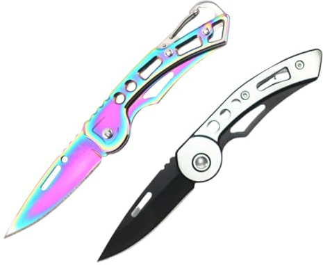 KEMUZ 2 Stück Klein Klappmesser: Taschenmesser Klein,Mini Scharf Klappmesser, Edc Messe, Messer Taschenmesser, Taschenmesser Mit Klappmesser Für Outdoor, Camping,Survival