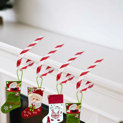 Fukaisu 6pz Natalizi Ganci per Calze Camino, Regolabili in Acciaio Inossidabile Ganci per Calze di Natale con 2 Strisce Adesive di Feste Cucina Camino Decorazioni