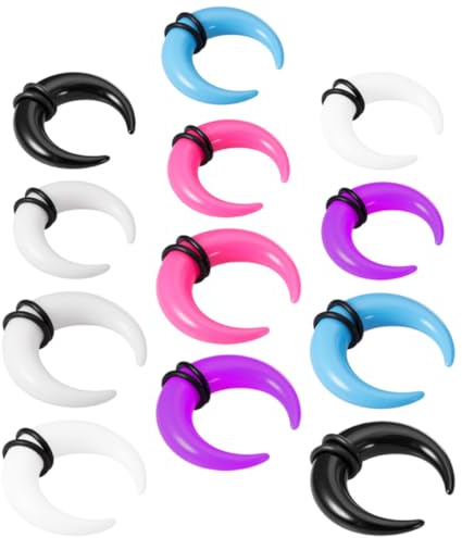 SOLUSTRE 12 Stück Acryl Septumringe Vielseitige U-förmige Ohr und Nasenpiercing Ringe Kreatives Design Dehnung für Ohrknorpel und Nasenseptum