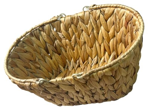 OSALADI Cestino Intrecciato Portaoggetti con Manico per Tavolo, Contenitore Organizer Rustico per Frutta, Verdura e Uova Fresche, Cesta Porta Uova di Quaglia in Stile Naturale per Casa