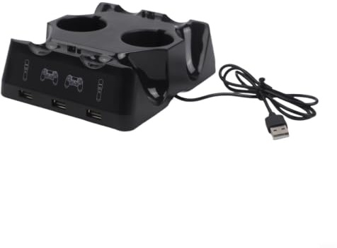 Dual Charging for PS4 Controllers and Move Wands - for Quick Charge Station with LED Light - Compact ABS Design 132x55x157mm