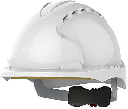 JSP EVO3 Safety Helmet Hard Hat - Vented - White - Wheel Ratchet Adjustment - Comfortable Adjustable Fabric Harness - Lightweight - For Construction, Building, Civil Engineering & Industry - EN397
