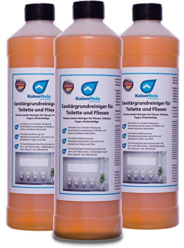 KaiserRein Urinsteinentferner Extra Stark, Sanitärgrundreiniger für Toilette und Fliesen, Toilettenreiniger extrem stark Profi-Sanitärreiniger gegen Kalk & Rost, 3 x 1 L, Made in Germany