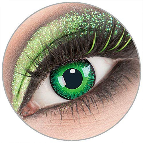 Farbige weiße 'Shining' Kontaktlinsen mit Stärke -5,00 1 Paar Crazy Fun Kontaktlinsen mit Behälter zu Fasching Karneval Halloween - Topqualität von 'Giftauge'