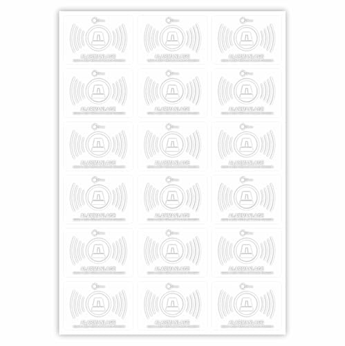 iSecur 18 Stück Aufkleber-Set Alarmanlage außenklebend I transparent I UV- und witterungsbeständig I 5 x 3,5 cm I Hinweis für Fenster-Scheibe und Tür I Abschreckung I hin362