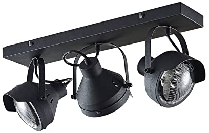 Ceiling Light 'Henega' dimmable (Industrial Design) in Black Made of Metal for e.g. Living Room & Dining Room (3 Light Sources, GU10) from Lindby | floodlight, Spotlight