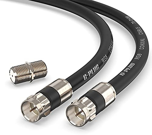 G-PLUG 50FT RG6 Coaxial Cable Connectors Set - High-Speed Internet, Broadband and Digital TV Aerial, Satellite Sky Cable Extension- Weather-Sealed Double Rubber O-Ring and Compression Connectors Black