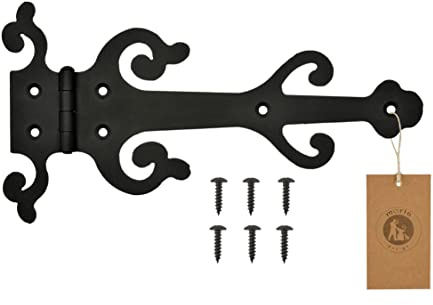 MoriaDesign Rustikal Scharniere Schwarz 2,5 x 300 x 160 mm, Torband Schwarz | Schmiedeeisen-Optik, Torband, Schwarz, Gartentore, Holztüren, Holztore, Fensterläden, Dekorative Kreuzgehänge, Rustikal, Tor
