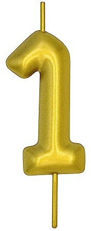 DERVENTA Number Candle Gold 2.36 inch Party Celebration Anniversary Decoration Perfect Birthday Brunch Dessert Cake Topper 1 Piece (Number 1 Gold)