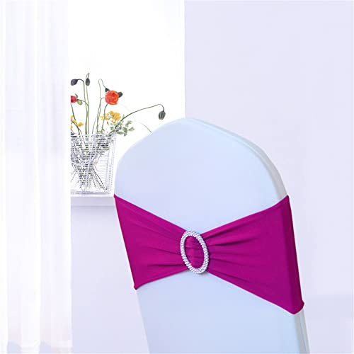 Highdi élastique Slider Housse de Chaise Bande avec Boucle, Lycra Noeuds de Chaise Noeud Papillon de Mariage pour Housses de Chaises Mariage Ceremonie Fête Décor (20pc,Fuchsia)