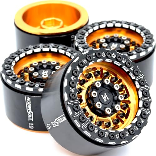 HOBBYSOUL Aluminum 1.9 Beadlock Wheels Wide 32mm / 1.25'' Hex 12mm Rims for 1/10 RC Crawler Truck TRX4 SCX10 Gen8 Upgrades,HS701095