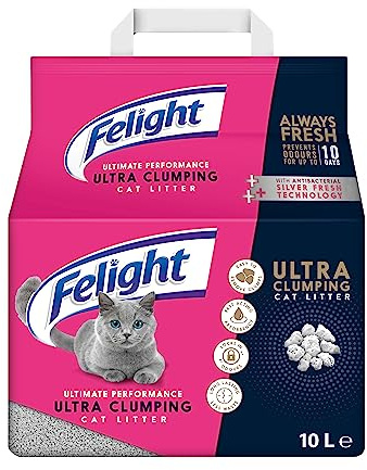 Felight Ultra Clumping Cat Litter (10L Bag) - Fast-Acting Absorbency, Easy to Clean, Prevents Odours for up to 10 Days, Made in the UK