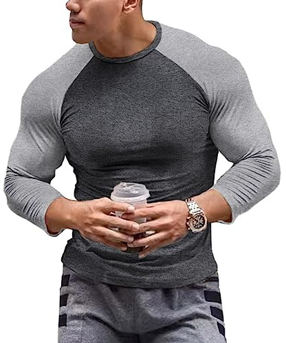Herren Muskeln Raglan schneiden T-Shirts mit 3/4 Hülse Fitness Trainiert T-Shirt