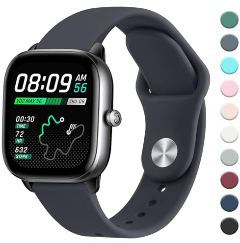 Oumida Armband für Amazfit Bip 3 Pro/Bip/Bip 3/Bip U Pro, 20mm Neues Silikon Armbänder, Verstellbares Sport Ersatzband für Amazfit GTS 2 Mini/GTS/GTS 3/GTS 4/GTS 4 Mini Damen Herren,Mitternachtsblau