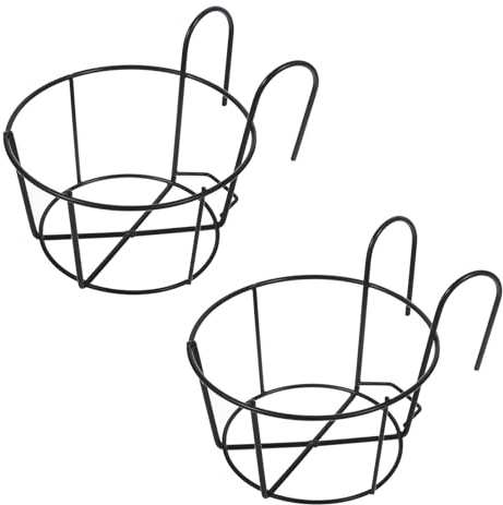 DOITOOL Appendiabiti 2 Cestini Per Fioriere Rotondi Sospesi Per Ringhiera Portavasi In Metallo Per Balcone E Recinzione Giardino Interni Ed Esterni (10 24X7 87X6 69 Pollici)