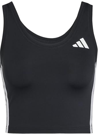 adidas dam Train Essentials 3-Stripes Cropped Tank Top Shirt, black/white, XL