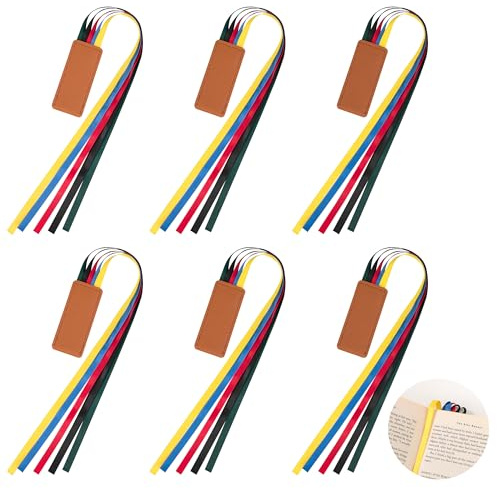 Newellsail Band Lesezeichen Kunstleder Lesezeichen Bibel Buchmarkierungen mit 5 Bunt Bändern Seitenmarker Buch Marker für Bücher Roman Bibel 6 Stück