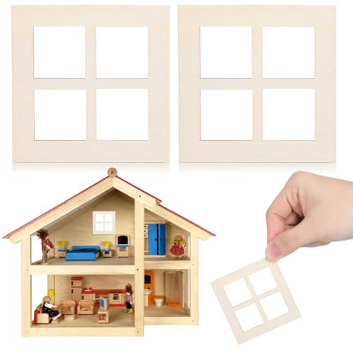 SUPVOX 10Pcs Miniature Dollhouse Window Frames Square Natural Wooden Model for 1/12 Scale Doll House Decoration Diy Crafts and Fairy Houses Accessories