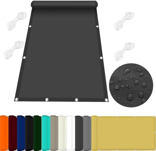 Sonnensegel Wasserdicht 1 x 6 m 98% UV Schutz Sonnensegel für Garten Reißfest für Garten Balkon Terrasse Camping, Dunkelgrau