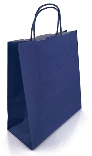 Netuno 400 Papiertaschen Dunkelblau 18 x 8 x 21 cm Kraftpapier bunte Papiertüten mit Griffen farbige Geschenktüten Mitgebseltüten Papier Geschenktaschen Papiertragetaschen Papierbeutel