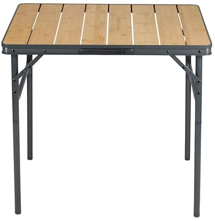 Campe Active Campingtisch Klappbar – Klapptisch – Gartentisch – Klapptisch Camping– Tisch – Höhenverstellbar – 75 x 55 x 31 – 71 cm – Bambus und Aluminium