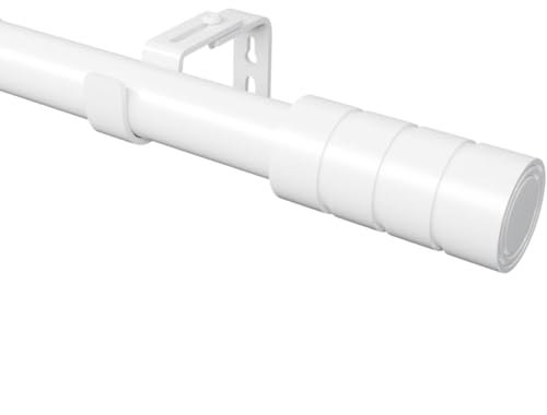 Barra per tende bianca, barra per tende estensibile, barra per tende da 2 m, con supporti regolabili per soggiorno, camera da letto, sala da pranzo, bianco (60-285 cm, diametro di 25 mm)